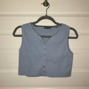 Blue cropped collard tank